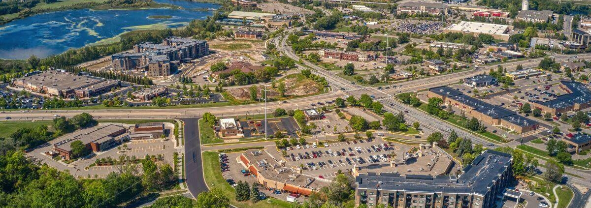 aerial view of Eden Prairie Minnesota - South Metro Custom Remodeling basement contractor Eden Prairie MN