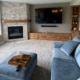 finished basement with blue couch - South Metro Custom Remodeling basement contractor Lakeville MN