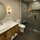 finished basement with full bathroom and tiled shower - South Metro Custom Remodeling custom basement remodeling